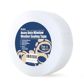 Breliter Heavy Duty Window Weather Sealing Tape - Transparent Window Tape for Winter and AC Insulation, No Mess Winter Window Seal Kit - 3 Inch Wide 180 FT Long
