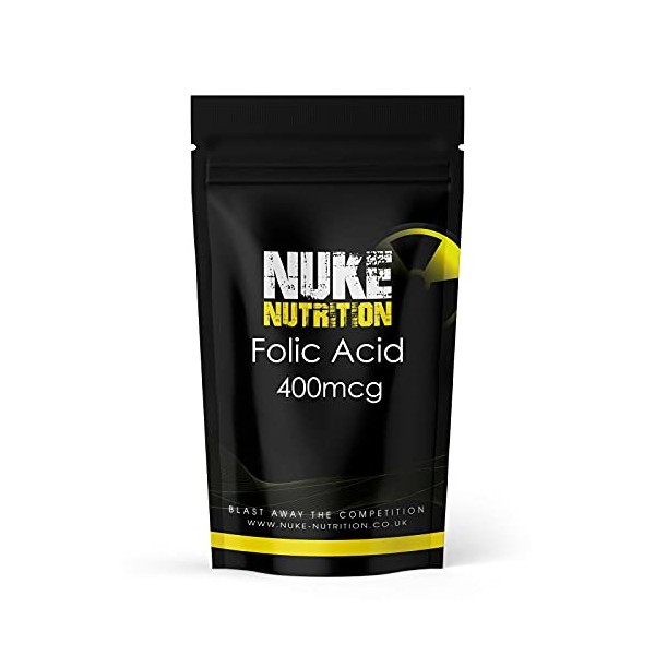 Nuke Nutrition Folic Acid Tablets 400mcg - 365 Tablets - Pre Pregnancy Vitamins for Women - Reduce Tiredness - Folic Acid Supplement - Folate Supplements for Men & Women