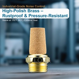 VIILOCK Brass Pneumatic Mufflers, 3/8" NPT Male Thread Hex Sintered Exhaust Muffler Silencer Air Fitting (Pack of 10, N3)