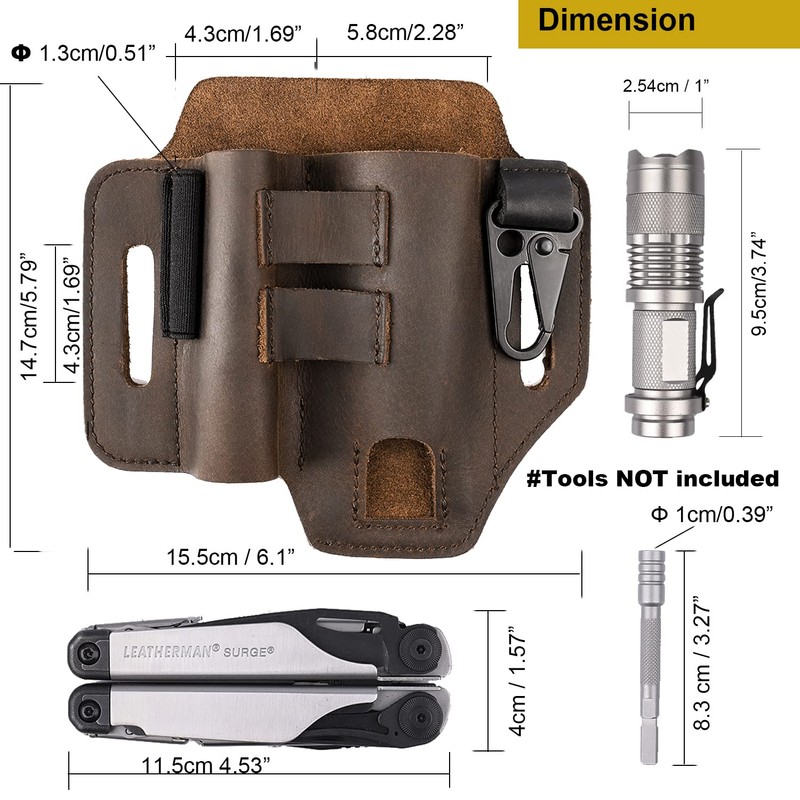 Gentlestache Multitool Leather Sheath for Belt, EDC Organizer, Multitool Pouch,Leather