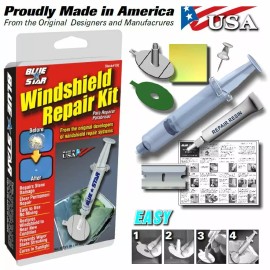 BLUE STAR WINDSHIELD REPAIR KIT TRUCK, BUS, RV STONE DAMAGED GLASS REPAIR DIY192