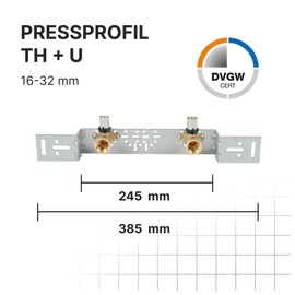 SANPRO THPRESS Press Fitting Wall Discs 16 x 2 + Mounting Plate Unwound 153 mm
