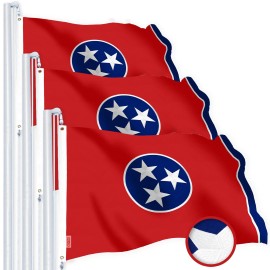 UD_G128 3 Pack: Tennessee TN State Flag  2x3 Ft  StormFlyer Series Embroidered 220GSM Spun Polyester  Embroidered Design, Indoor