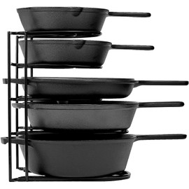 Cuisinel Heavy Duty Pots and Pans Organizer Rack - 12.2"-Inch Tall - 5 Tier Rack - Holds 50 LB - Cast Iron Skillets, Griddles, Shallow Cookware - Space Saving Kitchen Storage - No Assembly Required