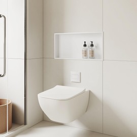 MERRANOX 24" X 12" White Shower Niche, Stainless Steel Wall Niche, Recessed Shower Niche for Bathroom, Storage, No Tile Needed, Anti-Fingerprint & Easy Installation