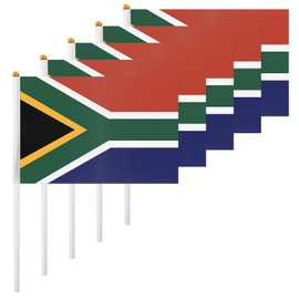 ASUNO Pack of 20 Mini Hand Hold Flag 14 × 21 cm Mini South Africa South African Stick Flag Polyester for Football Club Party Decorations International Festivals Indoor and Outdoor