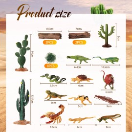 Sratte 26 Pcs Desert Animals Figures Diorama Kit, Reptiles Toys Lizard Snake Cactus ...