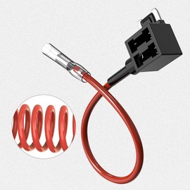 GUUZI Pack of 6 Low Profile Add-A-Circuit Fuse Adapters with Wiring Harness, 12V-24V Mini Fuse Holder with 6 Replacement Fuses (5A/10A/15A) + 1 Piece Fuse Puller