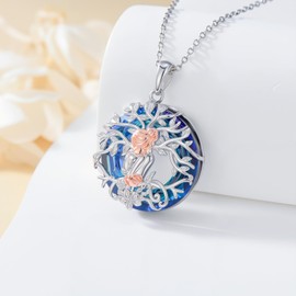 AOBOCO Mothers Day Gifts for Mom, Mothers and Daughter Necklace, 925 Sterling Silver Tree of Life Pendant Crystal Jewelry Gifts for Mom