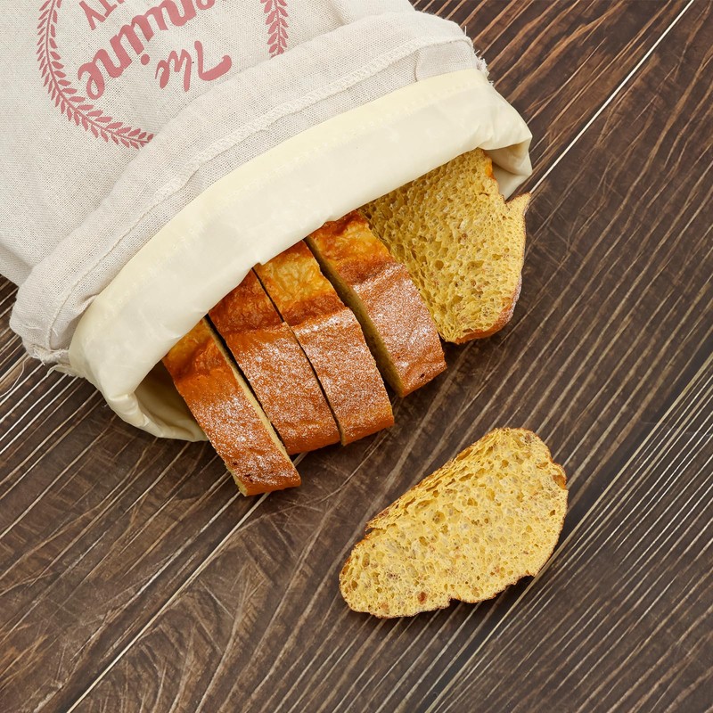 FwQoFvk 2 Pcs Bread Bag with Beeswax Lining, Reusable Cotton