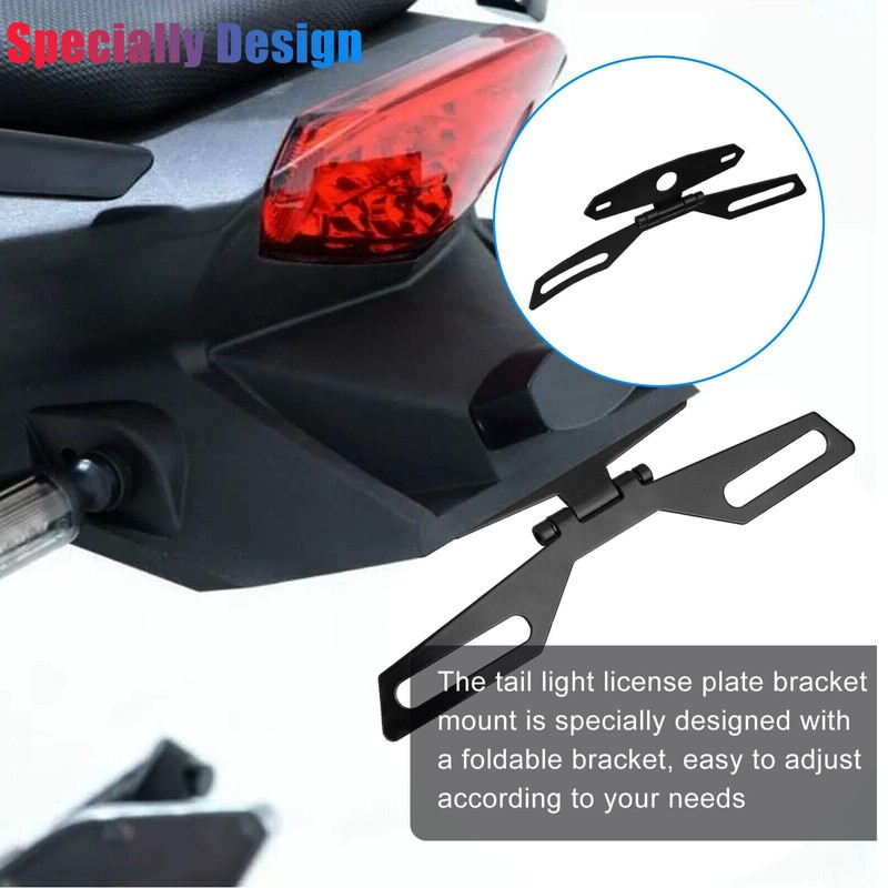Universal Motorcycle License Plate Bracket, Adjustable Folding Mount Holder with