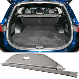 IKON MOTORSPORTS, Cargo Cover Compatible with 2019-2023 Hyundai Santa Fe, Rear Tonneau Security Cover Retractable Grey