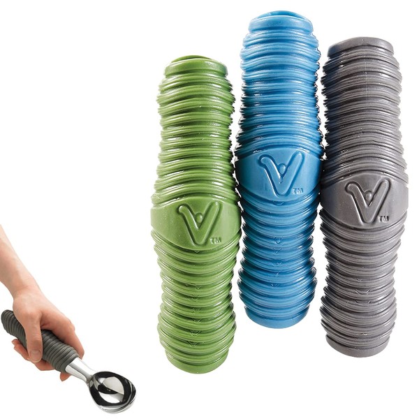 HealthSmart Vivi uGrips Ergonomic Universal Handle Grips for Home, Kitchen, Sporting Equipment, Garden and the Outdoors, Comfortable and Versatile, 3 Grips, Blue, Green, Gray