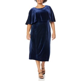 Maison Tara Women's Velvet Caplet Midi, Navy