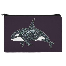Killer Whale Orca with Waves Pencil Pen Organizer Zipper Pouch Case