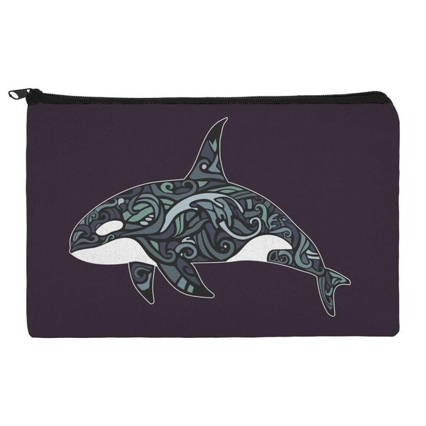Killer Whale Orca with Waves Pencil Pen Organizer Zipper Pouch