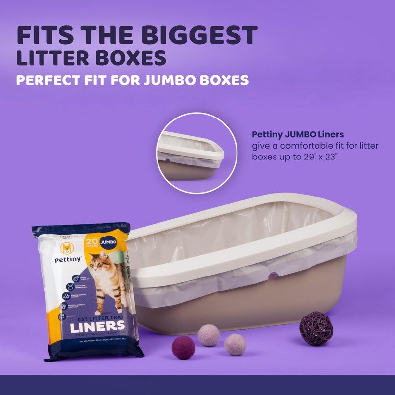 Pettiny 20 Jumbo Litter Box Liners with Drawstrings - Scratch