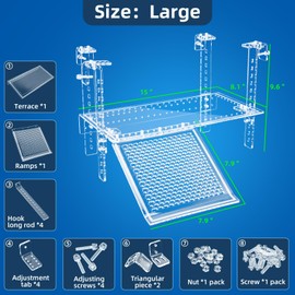 Turtle Docks Large Adjustable Turtle Basking Platform for Aquatic Turtles, Design for Tanks 0.3"-2" Thick, Stable Construction,Slip-Resistant Ramp,Adjustable Ramp Direction (15'' x 8.1'')