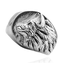 MayiaHey Wolf Ring, Gothic Wolf Head Ring for Men, Norse Viking Wolf Totem Ring Wolf Jewelry, Celtic Odin Wolf Ring Hip Hop Wolf Band Ring Punk Wolf Animal Ring for Boys