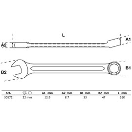 BGS BGS 30572 | Maul-Ringschlssel | SW 22 mm | Gabelringschlssel