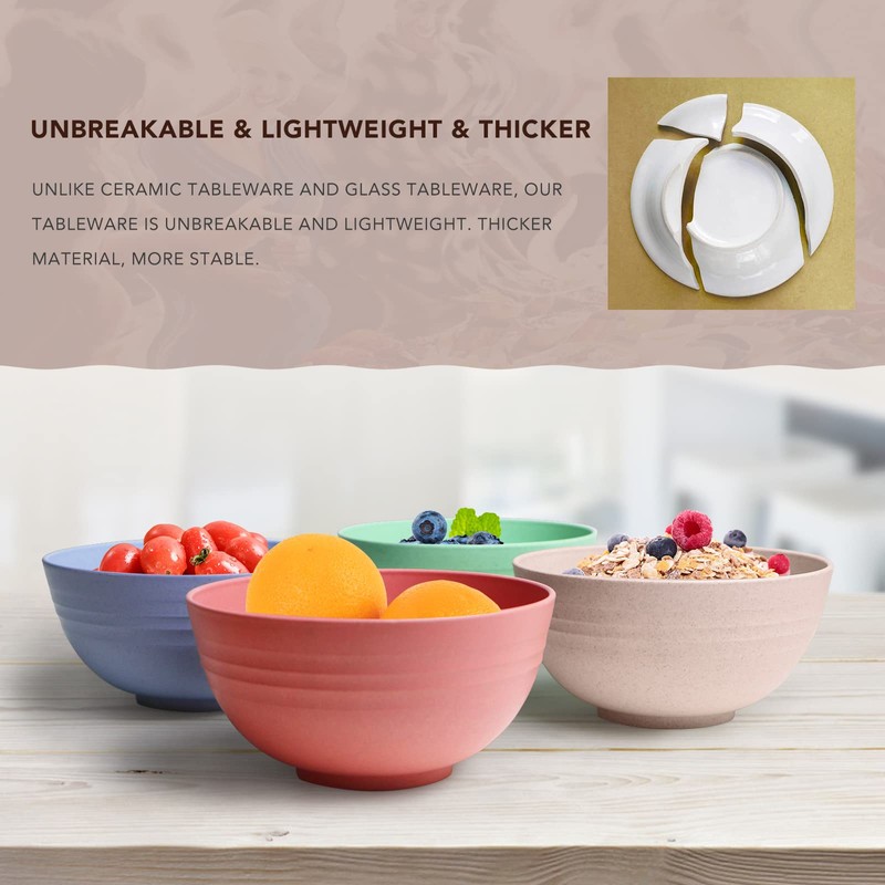greenandlife Lightweight & Unbreakable Wheat Straw Bowl - Noodle Fruit