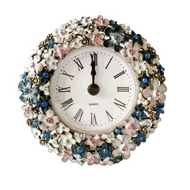 Pasiir Silent Mini Vintage Analog Table Clock with Hand-Painted Metal Body and Battery Operated Non-Ticking Core for Shelf, Bedroom, Bedside, Desk, Gift Clock