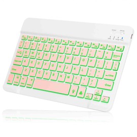 UrbanX UX030 Lightweight Ergonomic Keyboard with Background RGB Light, Multi Device Slim Rechargeable Keyboard Bluetooth 5.1 and 2.4GHz Stable Connection Keyboard Compatible with Xiaomi Redmi 10C
