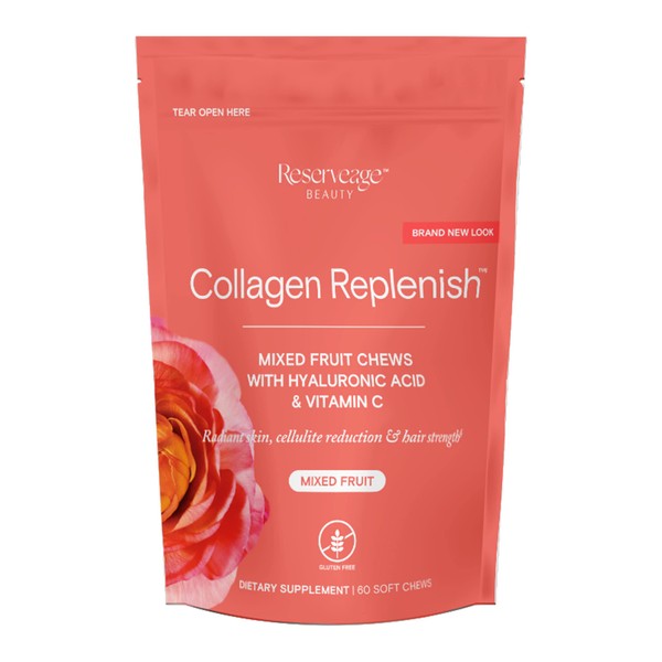 Reserveage Beauty, Collagen Replenish Chews, Supplement for Skin Care and Hair Growth, Supports Collagen and Elastin, Nail Care Supplement, 60 Soft Chews (20 Servings)