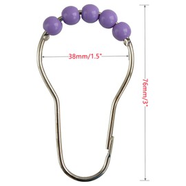 Shower Curtain Hooks Rings Stainless Steel Shower Hooks Light Purple Acrylic roller Balls Rustproof Heavy Duty for Bathroom Curtain(Light Purple)