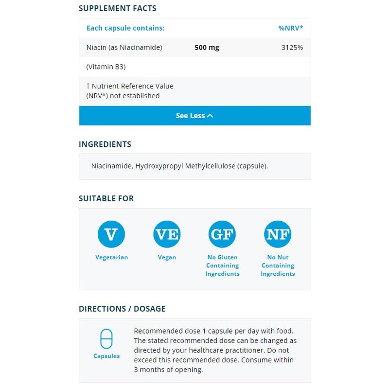Metabolics Niacinamide (Pot of 90 Capsules)