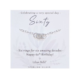 Lilian Belle 60th Birthday 925 Sterling Silver Bracelet Jewellery Gift for Women, Boxed and Gift Ready