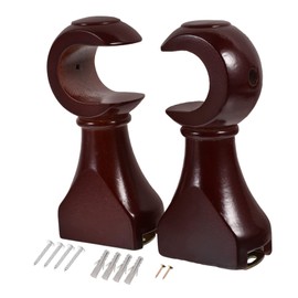 Ciieeo Wood Curtain Brackets 2pcs Curtain Rod Tray Wooden Track Support Frame Wooden Curtain Rod Support