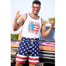 Arvilhill Mens Stripe Casual Shorts Graphic 1776 Short Pant July Fourth Printed We The People Spandex US Pocket Regular Fit Pattern Novelty Soft Trendy Fashion SweatShorts M