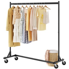 Hoctieon Z Rack, Rolling Clothes Racks with Z-Base, Heavy Duty Garment Rack, Clothing Racks for Hanging Clothes, Sturdy Metal Hanging Holder, Clothes Organizer Rack, Black