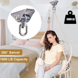 BeneLabel Silent Heavy Duty Swing Hanger, 360° Rotation, Stainless Steel, Heavy Duty, for Swing, Hammock, Yoga, Sandbag, 1000 LB Capacity