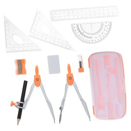 Operitacx 10st Set Mit Lineal Und Zirkel Kompass Geometrie Zurück Zu Schulmaterial Dreieckslineal Mathe-zeichensatz Bleistiftspitzer Mathe-Geometrie-kit Bleistift Zeichnen Zinklegierung