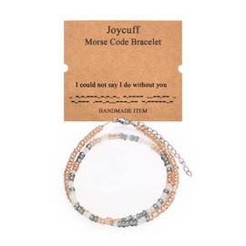 JoycuFF Wedding Gifts for Her Unique Valentine's Day Gift for Girlfriend Fiancee Wife Adjustable Silk Beaded Wrap Morse Code Bracelet I Could Not Say I Do Without You