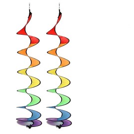 JTLB Windmill Spinner, 23 x 23 x 2 Spiral Rainbow Wind Stripes, Windmill, Colourful Wind Chime, Garden, Home, Outdoor, Camping, Tent Decoration