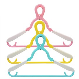 Towa Sangyo Hangers, Kids Hangers for Parents and Children, Multicolor, Approx. 12.2 x 0.7 x 7.7 inches (31 x 1.7 x 19.5 cm), Adjustable Size, Slide Type, Set of 3