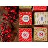 Papierdrachen 24 Advent calendar boxes - red green beige design