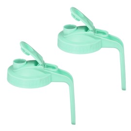 sourcing map 2 Pcs Mason Jar Pour Spout Lids with Handle 86mm Wide Mouth Flip Cap Airtight Pour Lids Seal Leak-proof Cover for Drinking Canning Jars Pouring Leak-proof, Green(150mm Height)