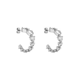 Purelei® Evermore Hoop Earrings - Elegant Heart Shaped Cubic Zirconia Stones | Stainless Steel 18K Gold Plated, Silver, Rose Gold, Stainless Steel, Abalone