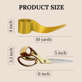 Grand Opening Ceremonial Kit - 10 Inch Gold Ribbon Cutting Scissors and Gold Satin Ribbon for Ceremonial Events Special Inaugurations and Business Openings