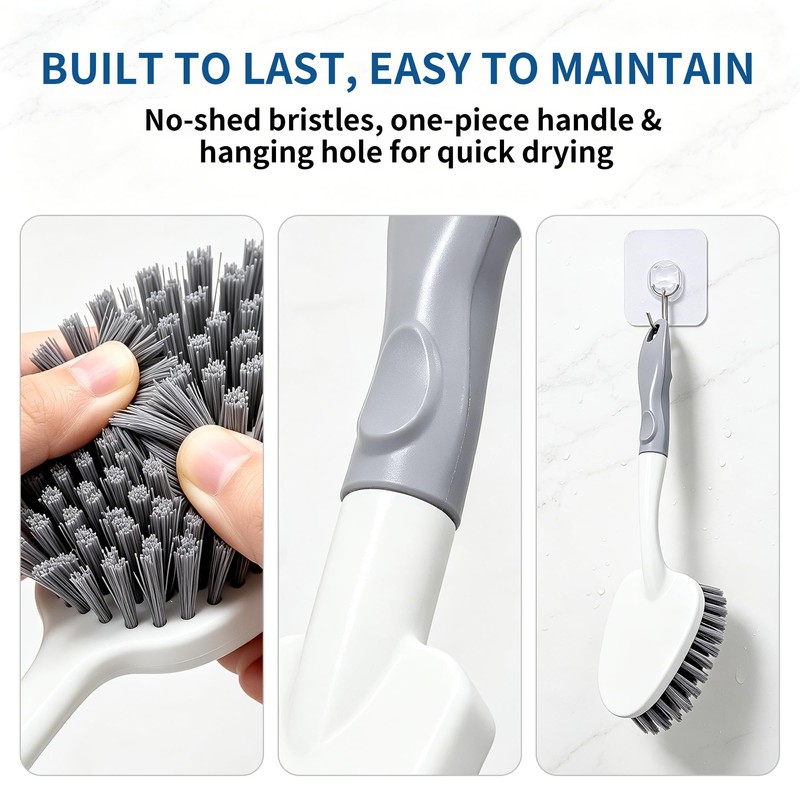 3 Pack Heavy Duty Scrub Brush Set, Curved Corner Brush