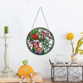 Christmas Stocking Diamond Painting Hanging Kits DIY Acrylic Diamond Art Suncatchers Wall Sign Window Gnome Wreath Horror Diamond Painting Christmas Sock Pendant Ornaments Decorations for Adults(C)