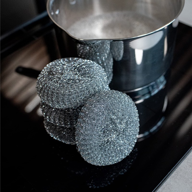 Sorbo Metal Pan Scourers, 4 Pack, Metalic
