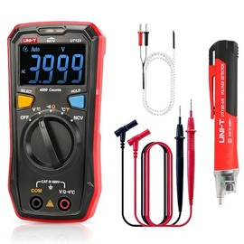 UNI-T Kit UT123 + UT12D Multímetro Digital y Detector de Voltaje sin Contacto, Paquete para Electricista con Voltímetro Inteligente Auto-V, NCV, Tempe