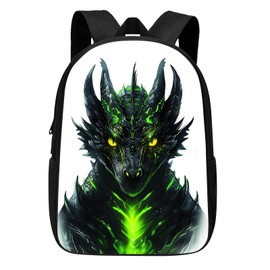 ALIFAFA Kids Dragon Backpack Cool Dragon with Green Lava School Backpack for Boys Girls Teens Adults, Water Resistant Bookbag for Elementary Middle High School Students 17 Inch