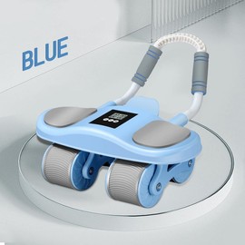 HXD-ERGO  Ab Wheel Flat Supportbelly RollTwo in One Ab Wheel Roller for Core training, with Timer/Phone Holder, Suitable for Abdominal Workouts in Office, Home, and Outdoor Settings abdominal exercise - Color: Blue