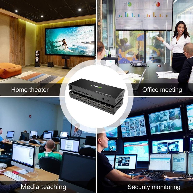 HDMI KVM Switch 8 Port 4K@30Hz, 8 in 1 Out